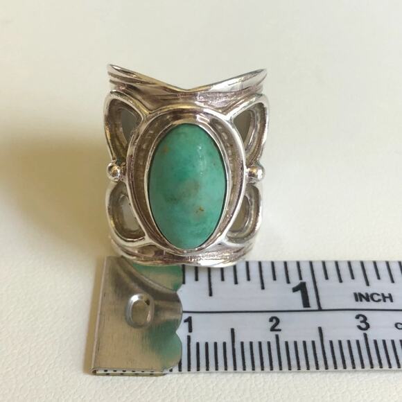 Vintage Women's DTR Turquoise Sterling Silver Ring - Size 6.5 - Picture 10 of 10